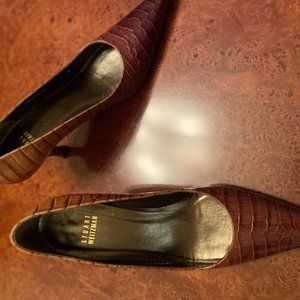 Stuart Weitzman Rust Shadow Gator Heels